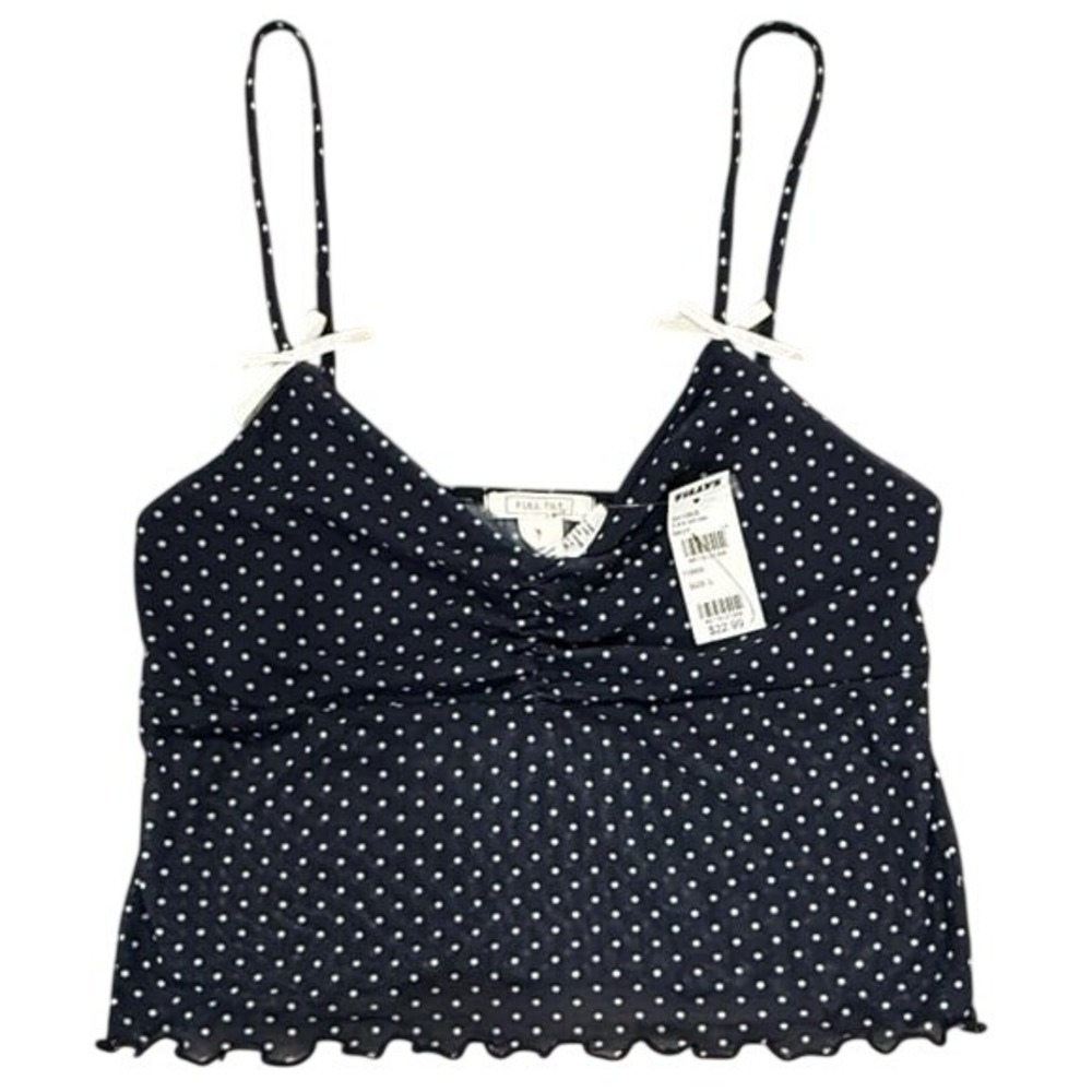 Full Tilt Women's Large Polka Dot Cami Crop Top‎ Navy NWT